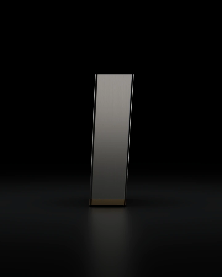 Render of Ameka One from the side, leaning slightly forward.